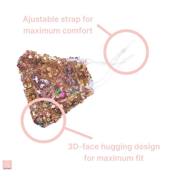 2 Pack Gold Multicolor Black w Gold Sequin Mask - Picture 2 of 6